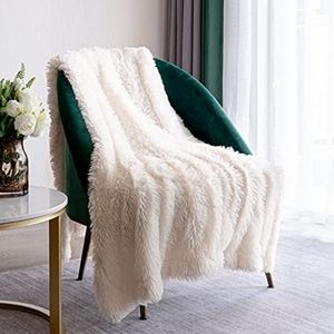 Throw Blankets for Bed,Solid White Fluffy Blanket